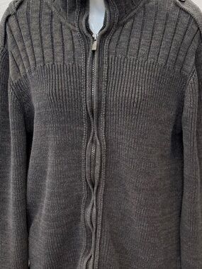 Calvin Klein Men's Charcoal Gray Full-Zip Ribbed Sweater